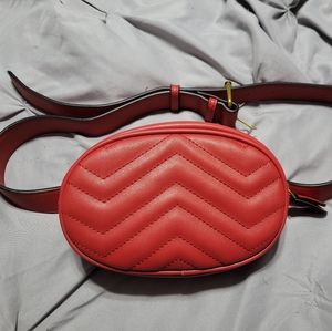 Faux Leather Red Waist Bag